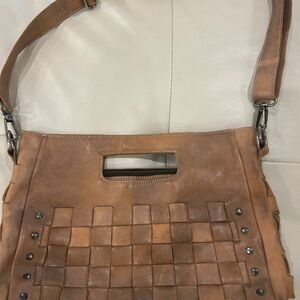 Brown Woven Leather Shoulder Bag
